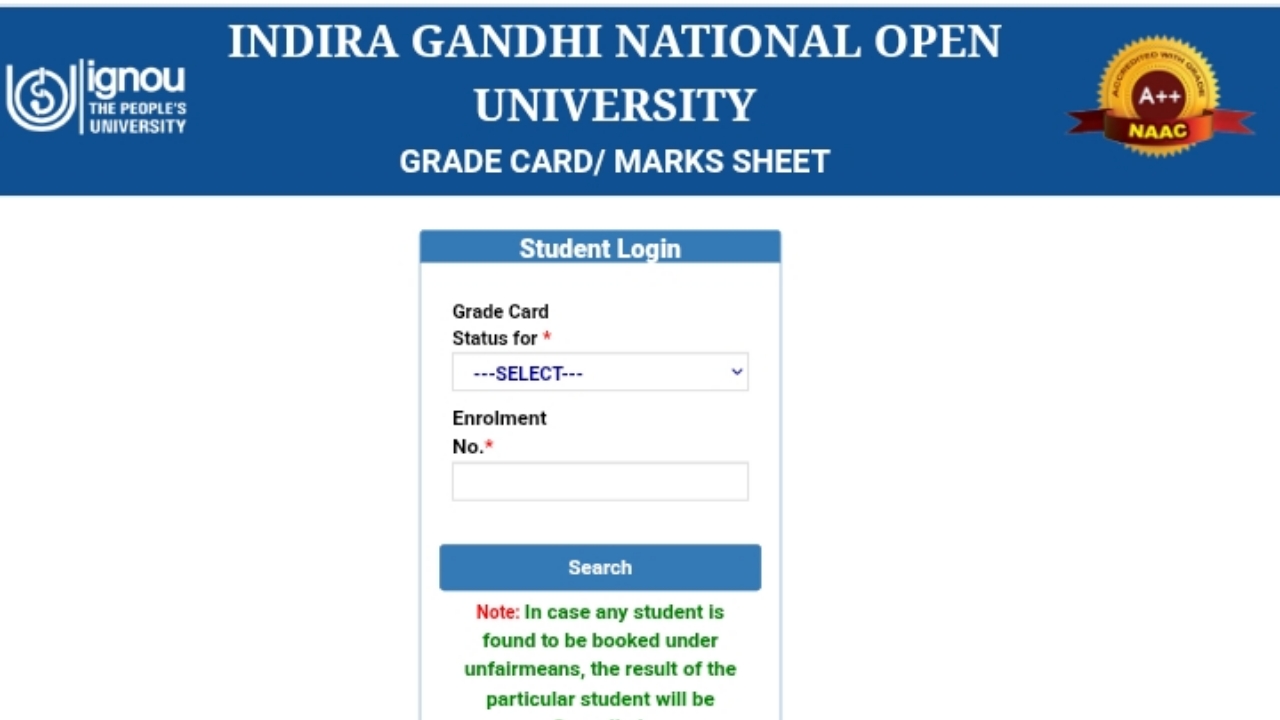 IGNOU June 2025 TEE Grade Card 6th Update Released