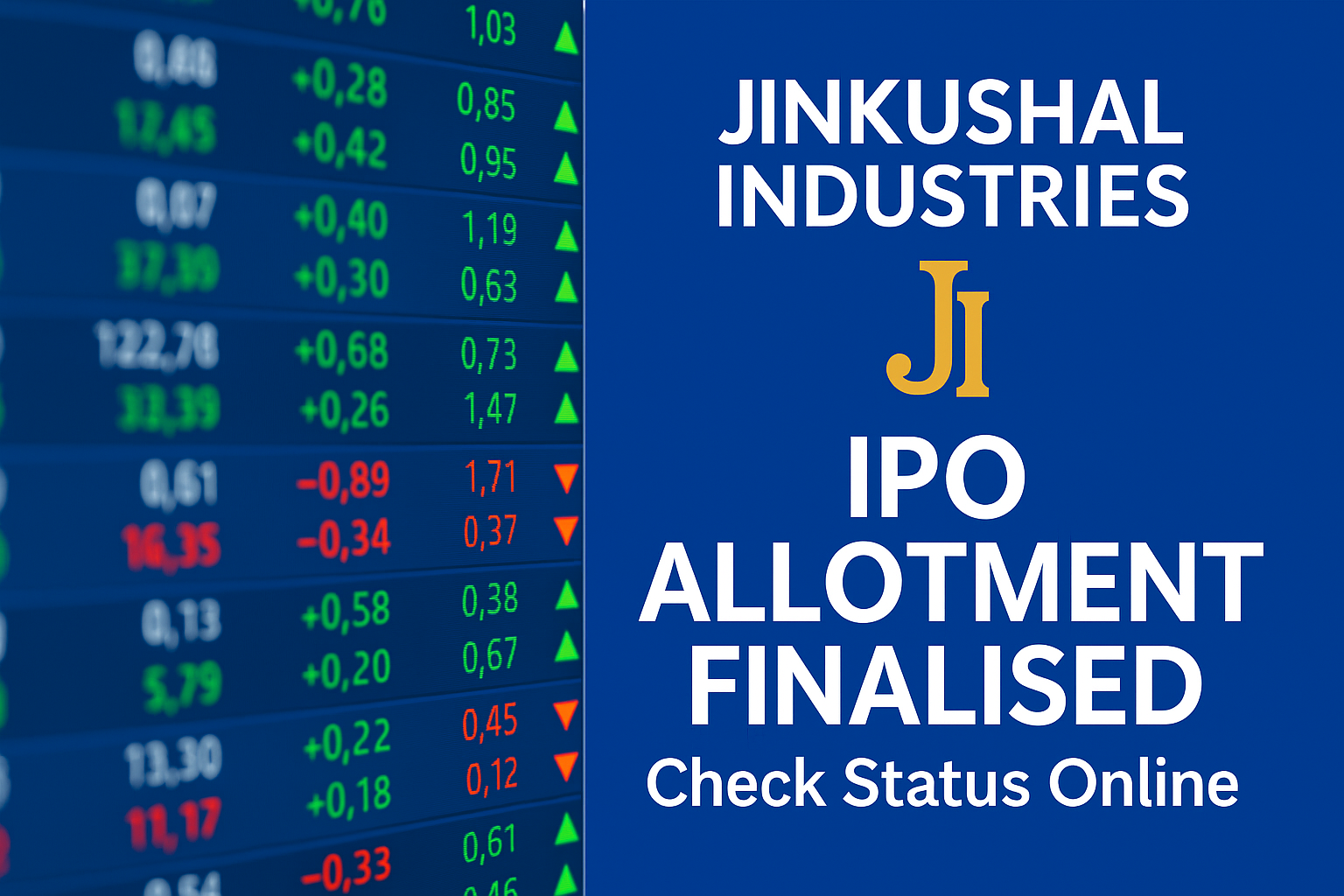 Jinkushal Industries IPO Allotment Finalised: Check Status on Bigshare, NSE, BSE; Listing Date Announced