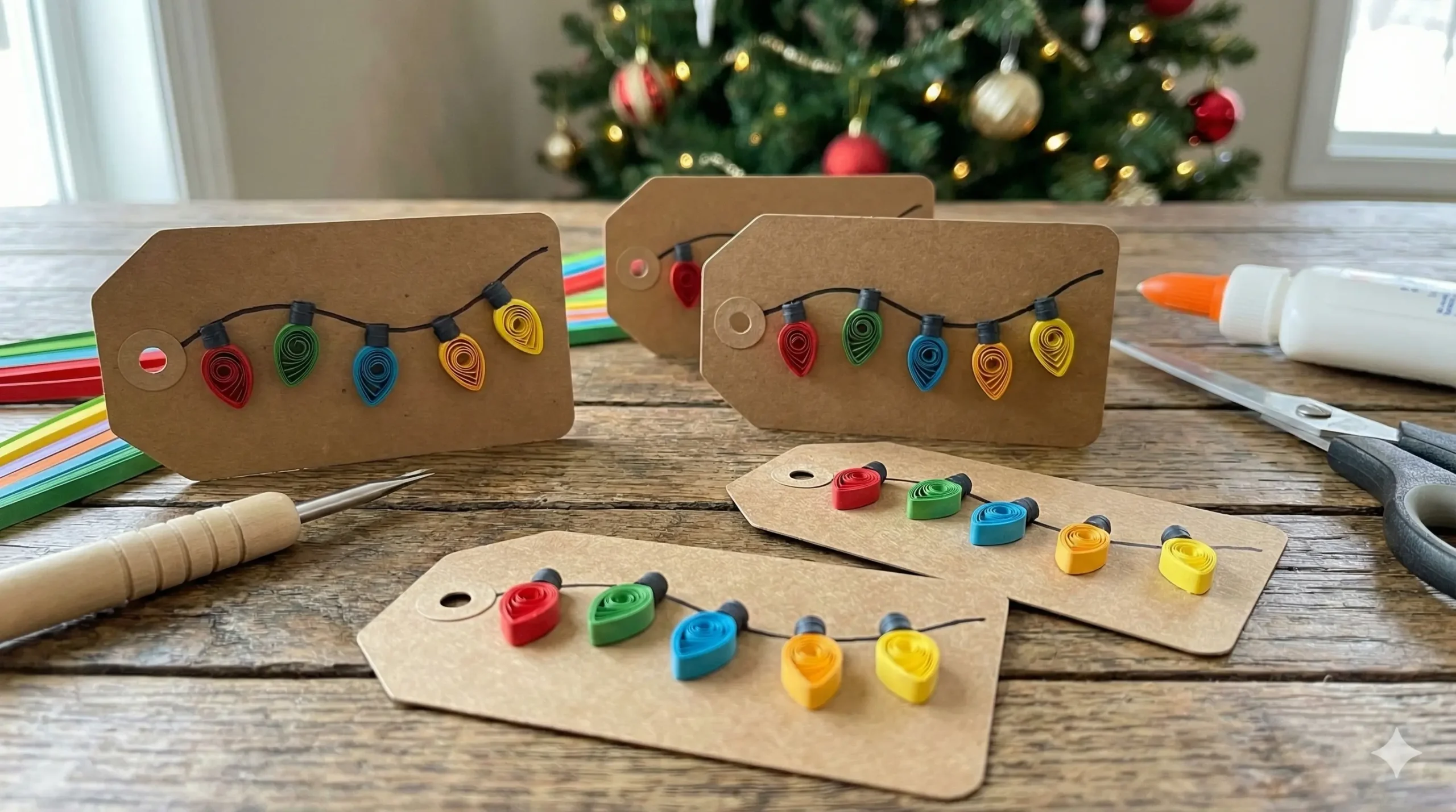 DIY Paper Quilled Christmas Lights: Create Stunning Handmade Gift Tags and Cards