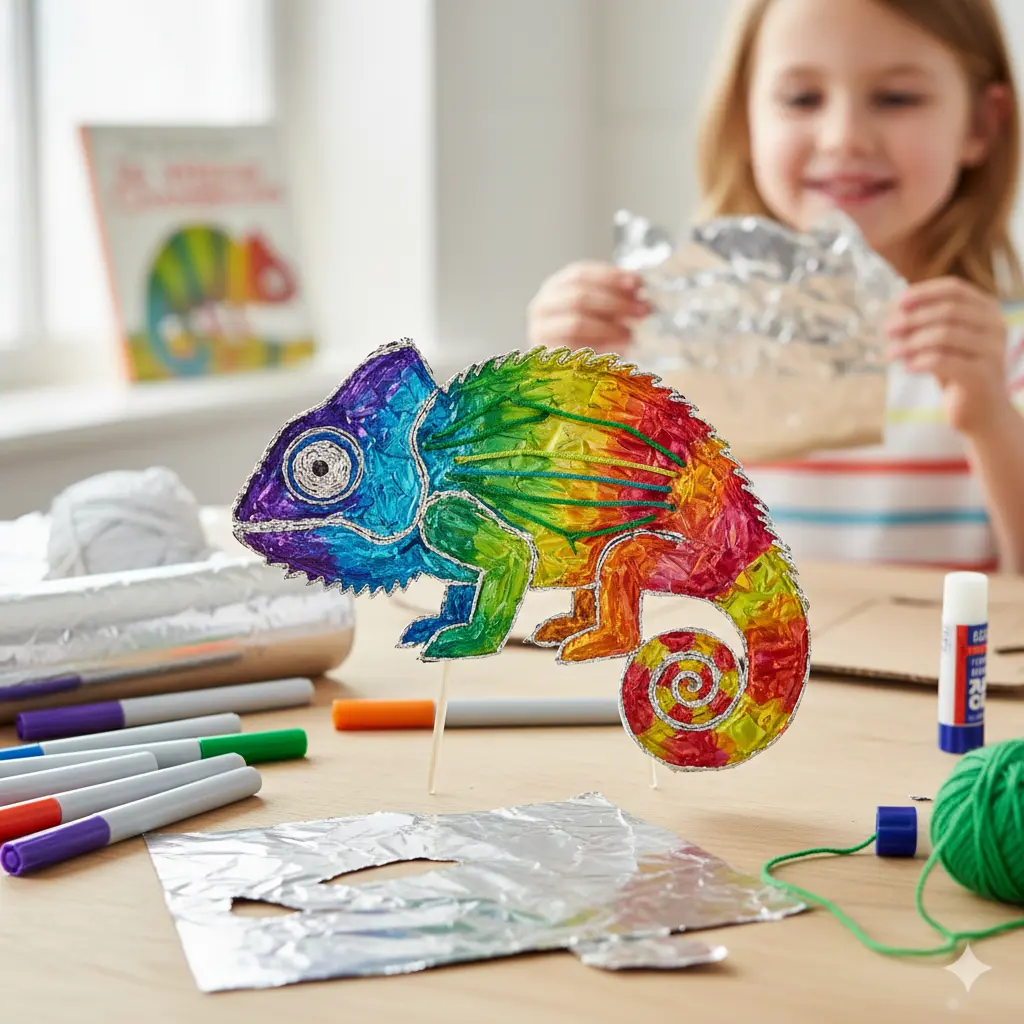🦎 Featured Project: The Mixed-Up Chameleon Foil Art