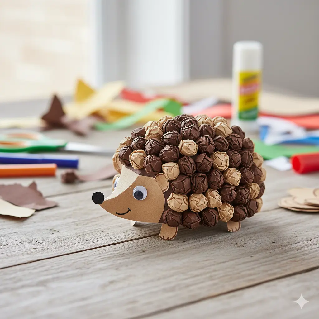 How to Make the Crumpled Paper Hedgehog Craft