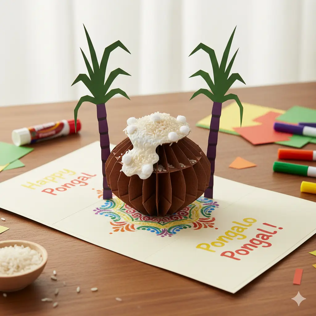 Easy DIY 3D Popup Card for Pongal: A Step-by-Step Guide for Kids