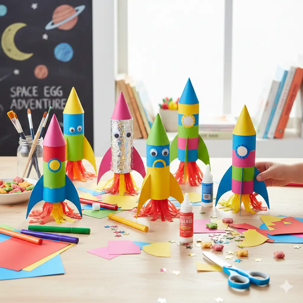 Blast Off! How to Make a Bright and Colorful Toilet Paper Roll Rocket